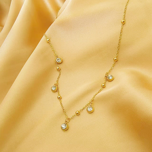 Minimalist White Enamel Pendant Necklace 18K Gold Plated Stainless Steel