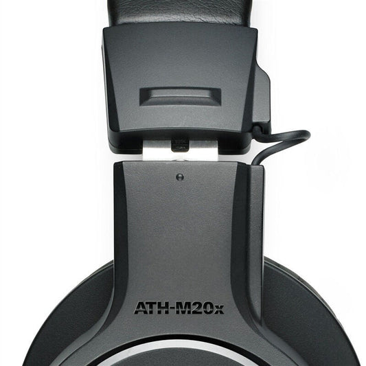Close-up of a pair of ATH-M20x headphones on a white background