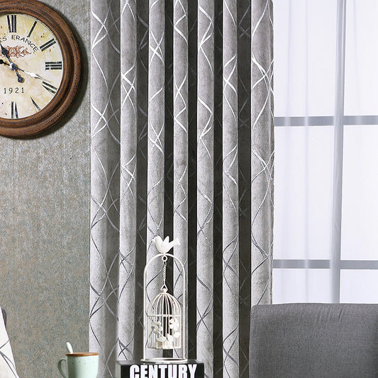 Solid Color Modern Light Luxury Chenille Blackout Curtains for Living Room