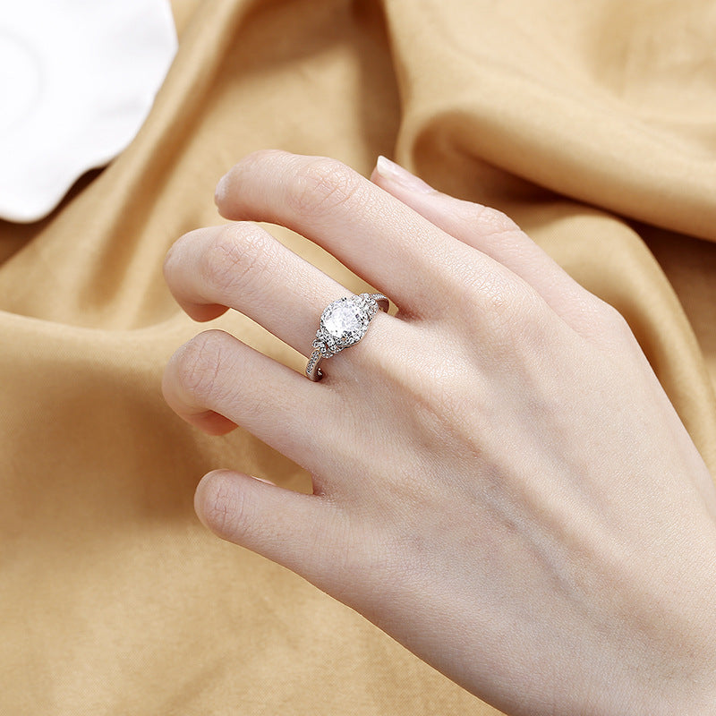 Fashionable Diamond Encrusted Zircon Cross Ring for Women