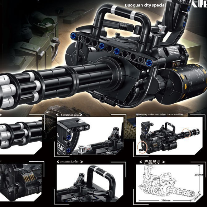 Launchable Building Blocks Gun Models DIY Mechanical Assembly Toy Set