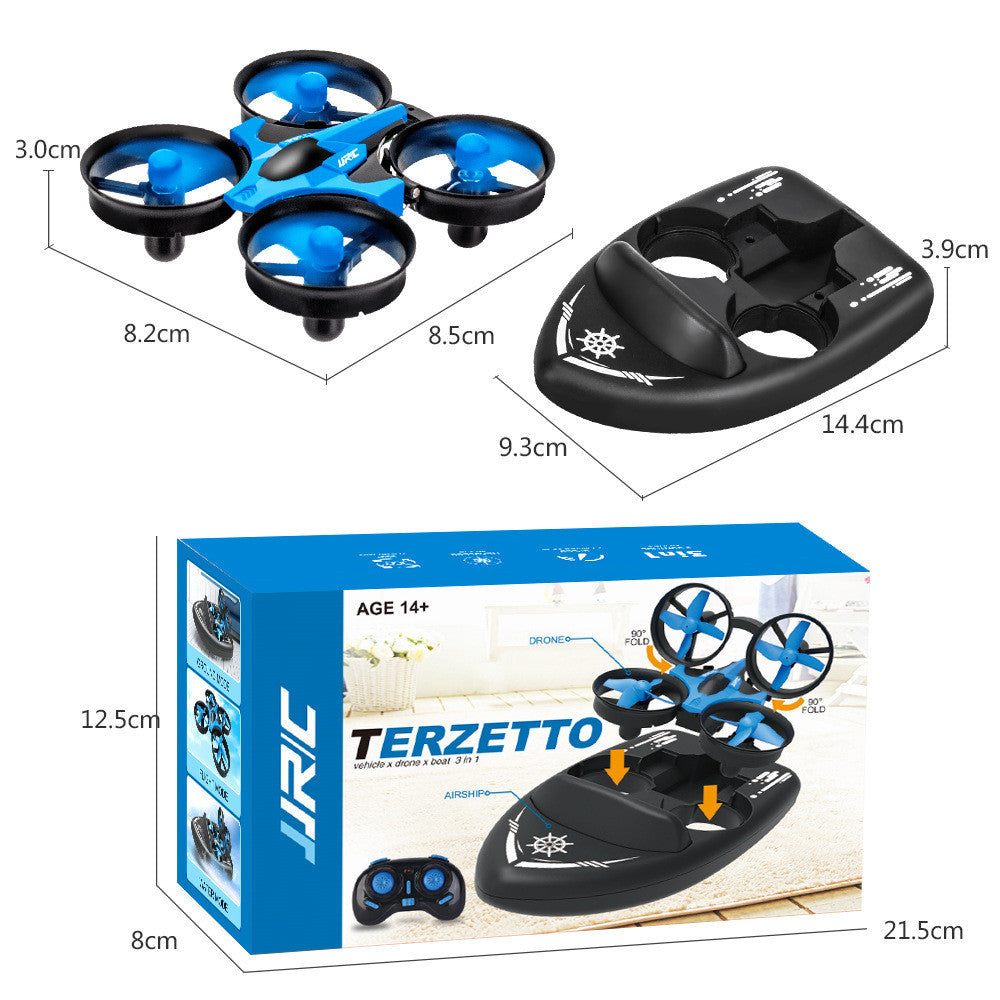 3-in-1 Land Water Air Remote Control Toy Waterproof Drone Boat Hovercraft