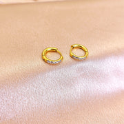Fashionable Stainless Steel Zircon Accent Earrings Niche Designer Style