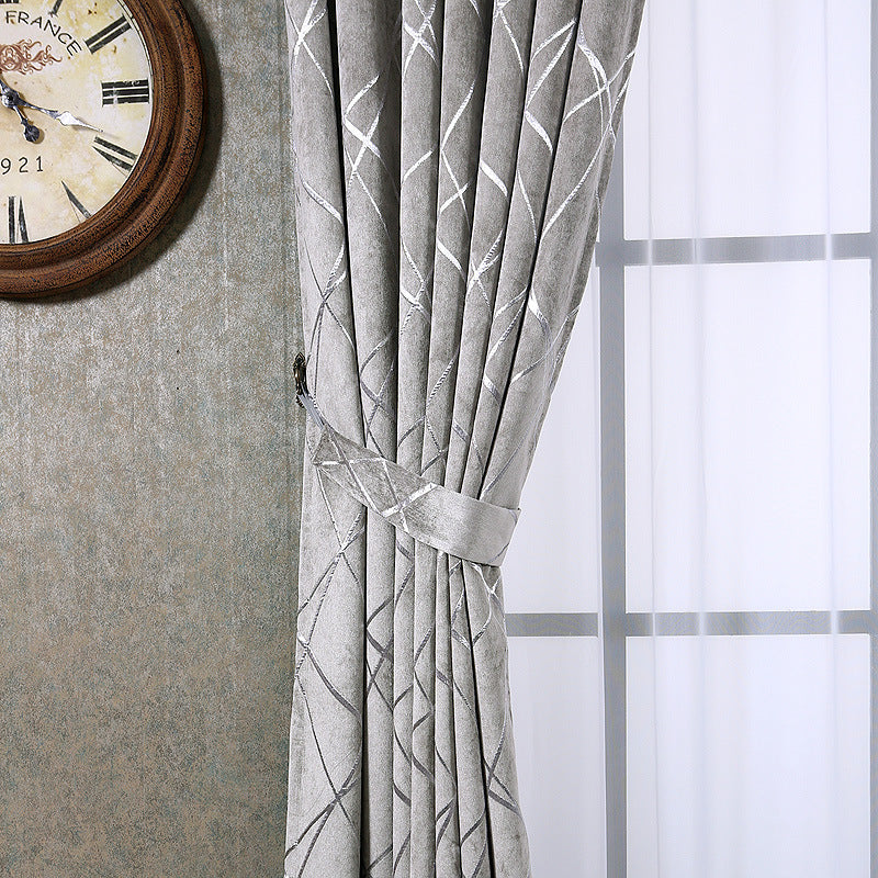 Solid Color Modern Light Luxury Chenille Blackout Curtains for Living Room