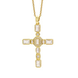 European And American Style Fashionable Colorful Zircon Cross Necklace For Women, Luxurious Look