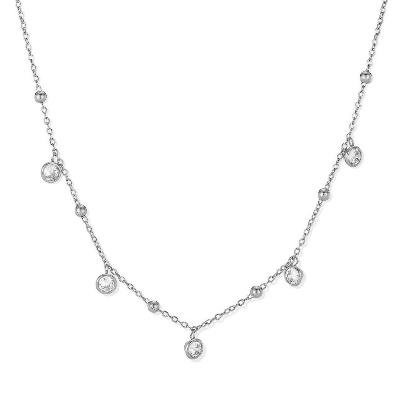 Minimalist White Enamel Pendant Necklace 18K Gold Plated Stainless Steel
