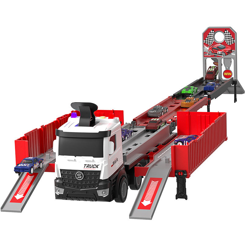 Transforming Big Truck Toy Set Converts To Multi-Level Race Track
