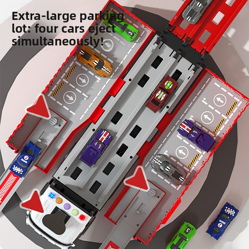 Transforming Big Truck Toy Set Converts To Multi-Level Race Track