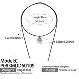 Stainless Steel Enamel Shell And Pearl Necklace