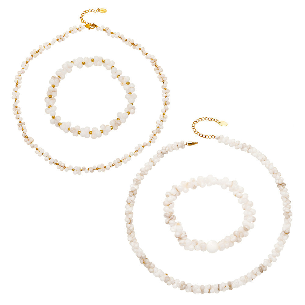 Natural Shell Shaped Beaded Necklace For Women