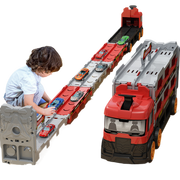 Transforming Big Truck Toy Set Converts To Multi-Level Race Track