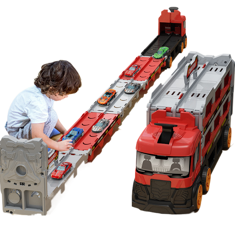 Transforming Big Truck Toy Set Converts To Multi-Level Race Track