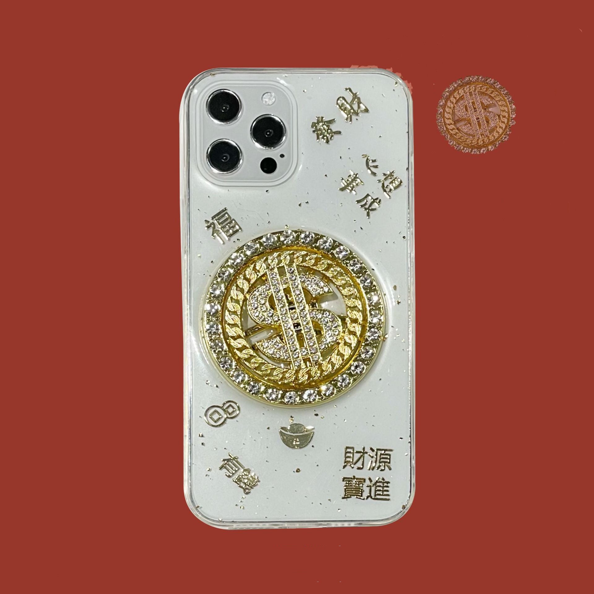 3D Diamond Dollar Turnplate iPhone Case Luxury Designer