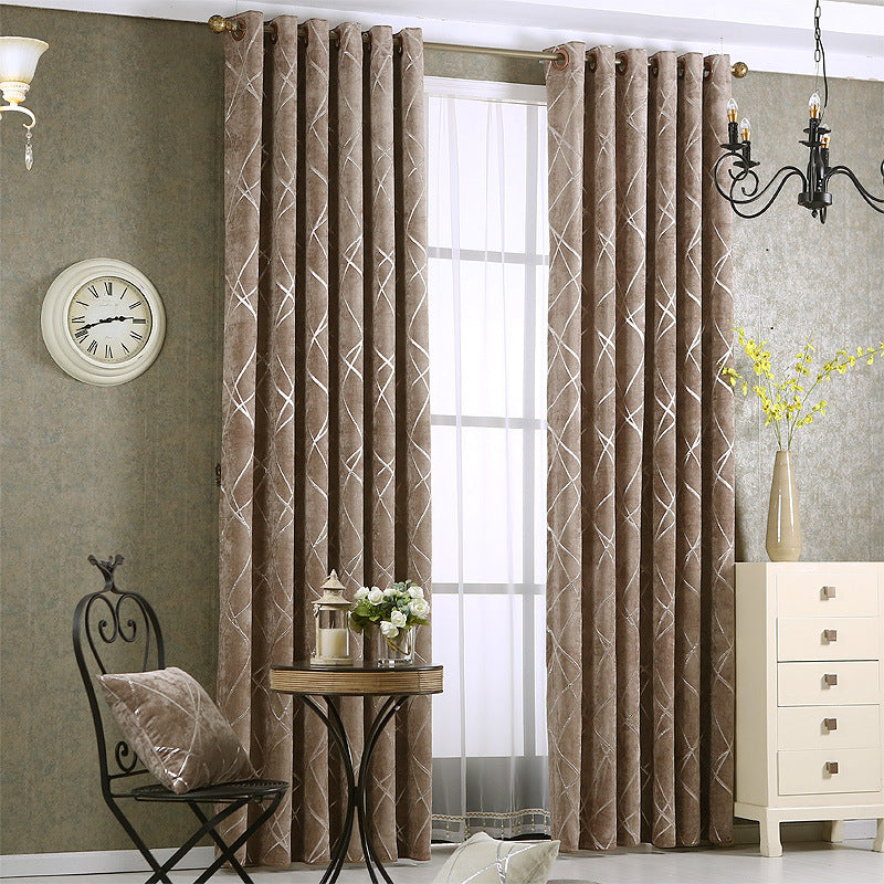 Solid Color Modern Light Luxury Chenille Blackout Curtains for Living Room