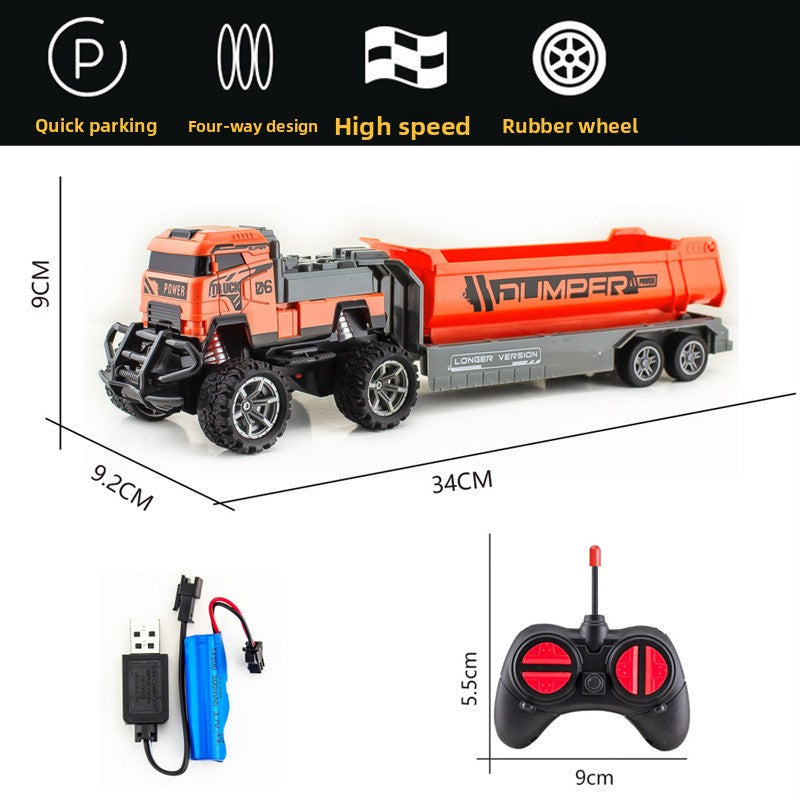 Children's remote-controlled semi-trailer toy car