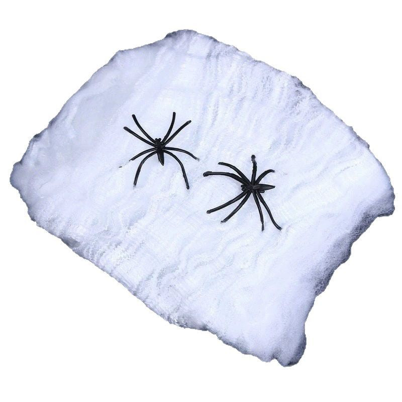 Glow Spider Cotton Halloween Decoration Set Spooky Glowing Web Party Decor
