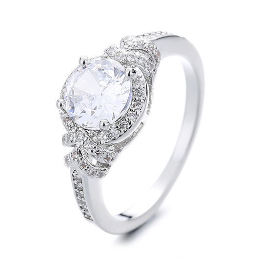 Fashionable Diamond Encrusted Zircon Cross Ring for Women