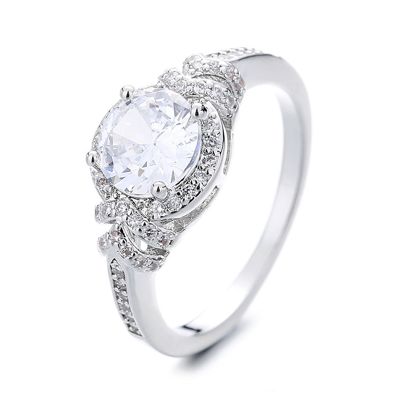 Fashionable Diamond Encrusted Zircon Cross Ring for Women