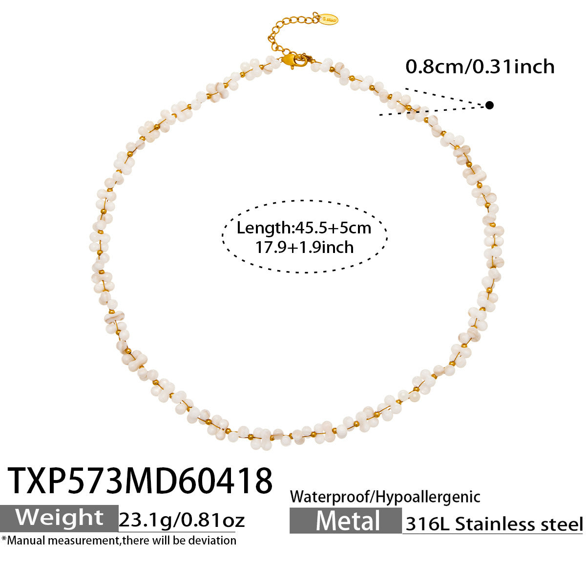Natural Shell Shaped Beaded Necklace For Women