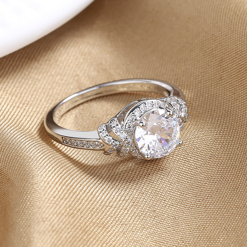 Fashionable Diamond Encrusted Zircon Cross Ring for Women