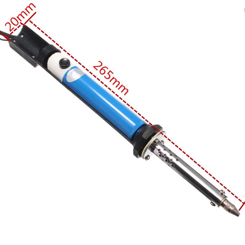 Soldering iron with measurements on a white background
