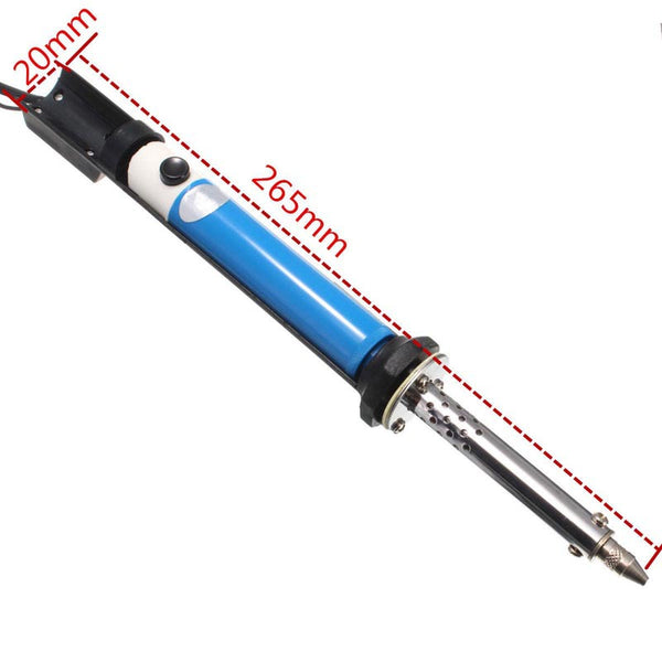 Soldering iron with measurements on a white background