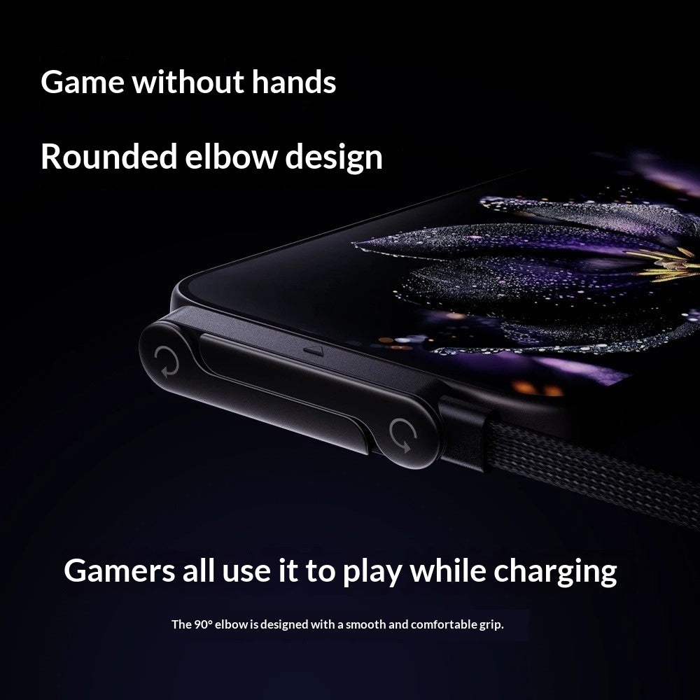 Smartwatch with a black strap on a dark background, highlighting features like 'Game without hands' and 'Rounded elbow design'.