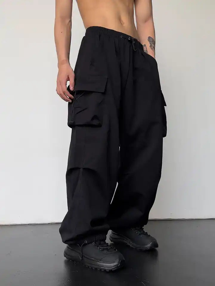 Mens High Waist Wide Leg Casual Pants