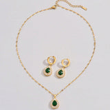Retro Hong Kong Style Jade White Suit Necklace Earrings All-match Jewelry