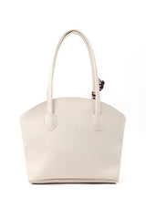 White Faux Leather Zippered Shoulder Bag with Scarf Gift for Women
