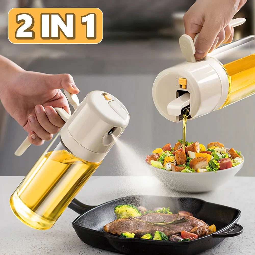 2-in-1 Oil Sprayer Bottle and Olive Oil Dispenser for BBQ & Baking