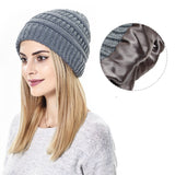 Women’s Satin-Lined Woolen Knit Hats – Warm Winter Hats for Protective Hairstyles