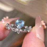 Silver Heart Zircon Open Ring Niche Design Light Luxury Hand Jewelry