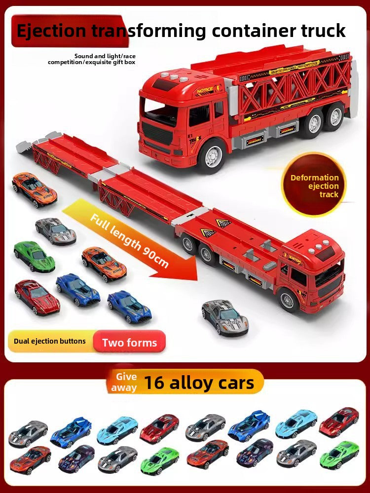 Transforming Big Truck Toy Set Converts To Multi-Level Race Track