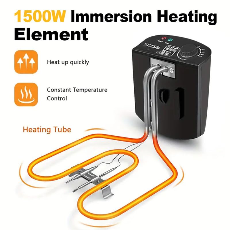 1500W immersion heating element with heating tube and control panel on a white background