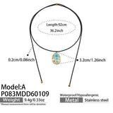Stainless Steel Enamel Shell And Pearl Necklace