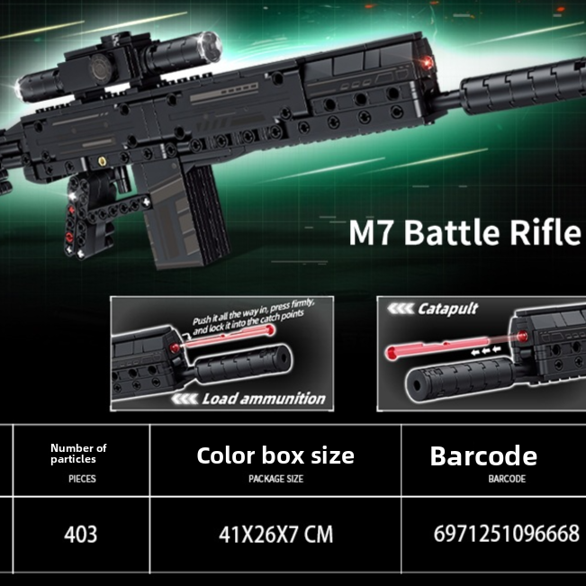 Launchable Building Blocks Gun Models DIY Mechanical Assembly Toy Set