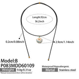 Stainless Steel Enamel Shell And Pearl Necklace