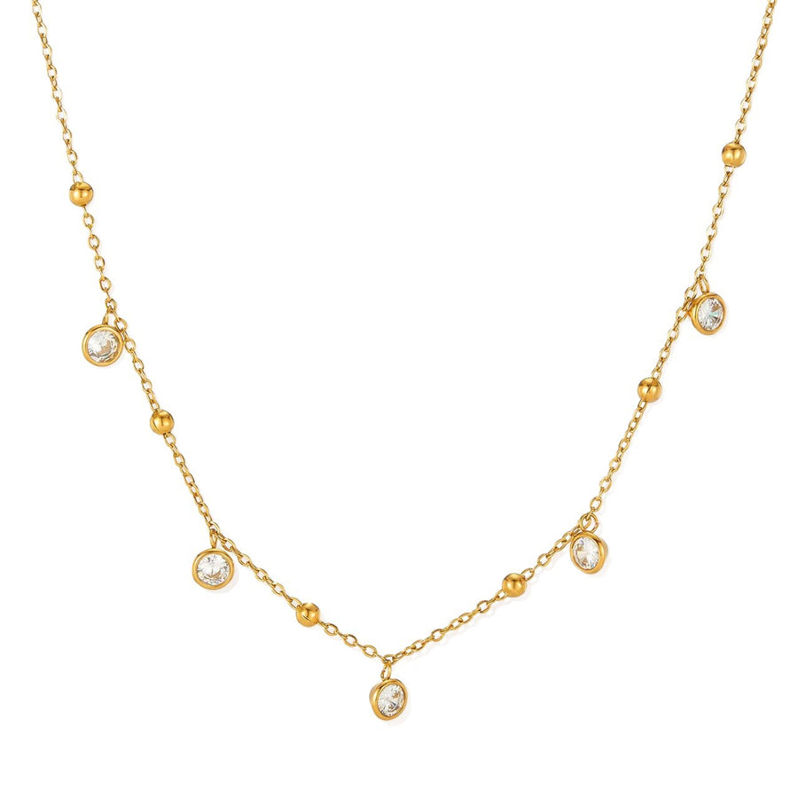 Minimalist White Enamel Pendant Necklace 18K Gold Plated Stainless Steel