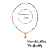 Colorful Rice Bead Shell Pendant Necklace For Women