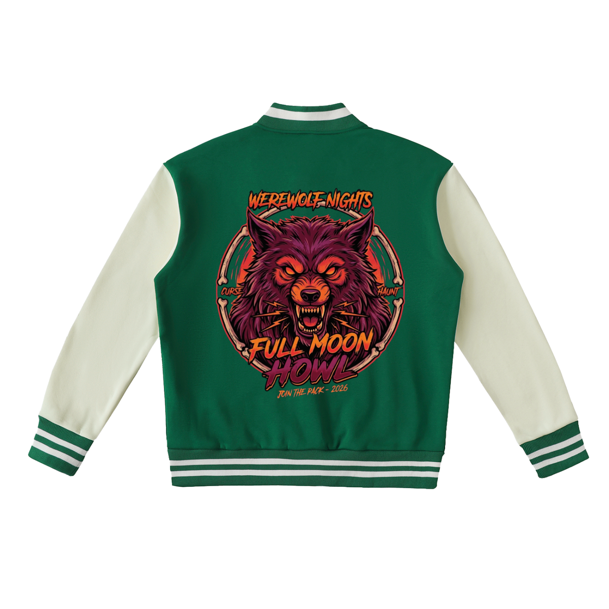 Wolf Of Halloween Vintage Letterman Varsity Jacket