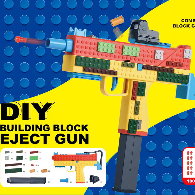 DIY Foam Bullet UZI Toy Gun With Shell Ejection Manual Assembly Blaster