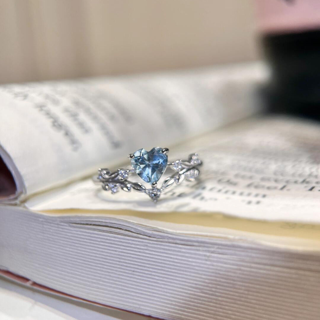 Silver Heart Zircon Open Ring Niche Design Light Luxury Hand Jewelry