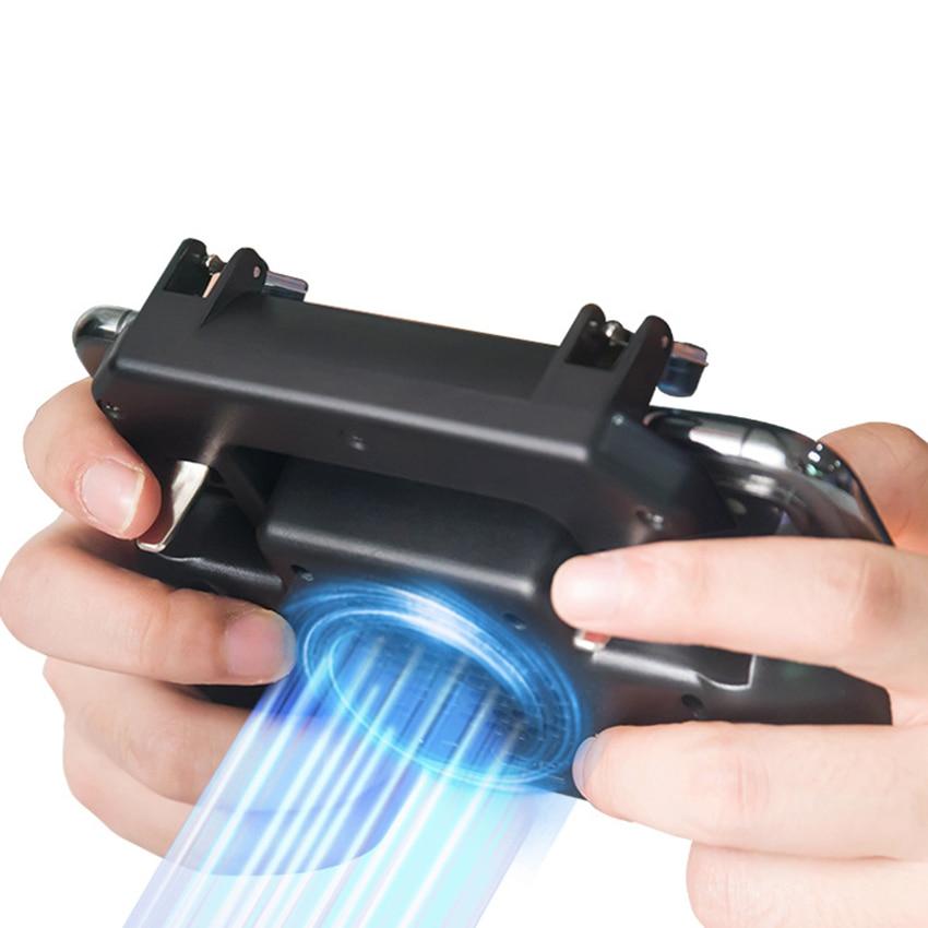 5-in-1 mobile gaming controller with built-in cooling fan and integrated power bank