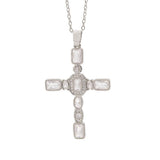European And American Style Fashionable Colorful Zircon Cross Necklace For Women, Luxurious Look