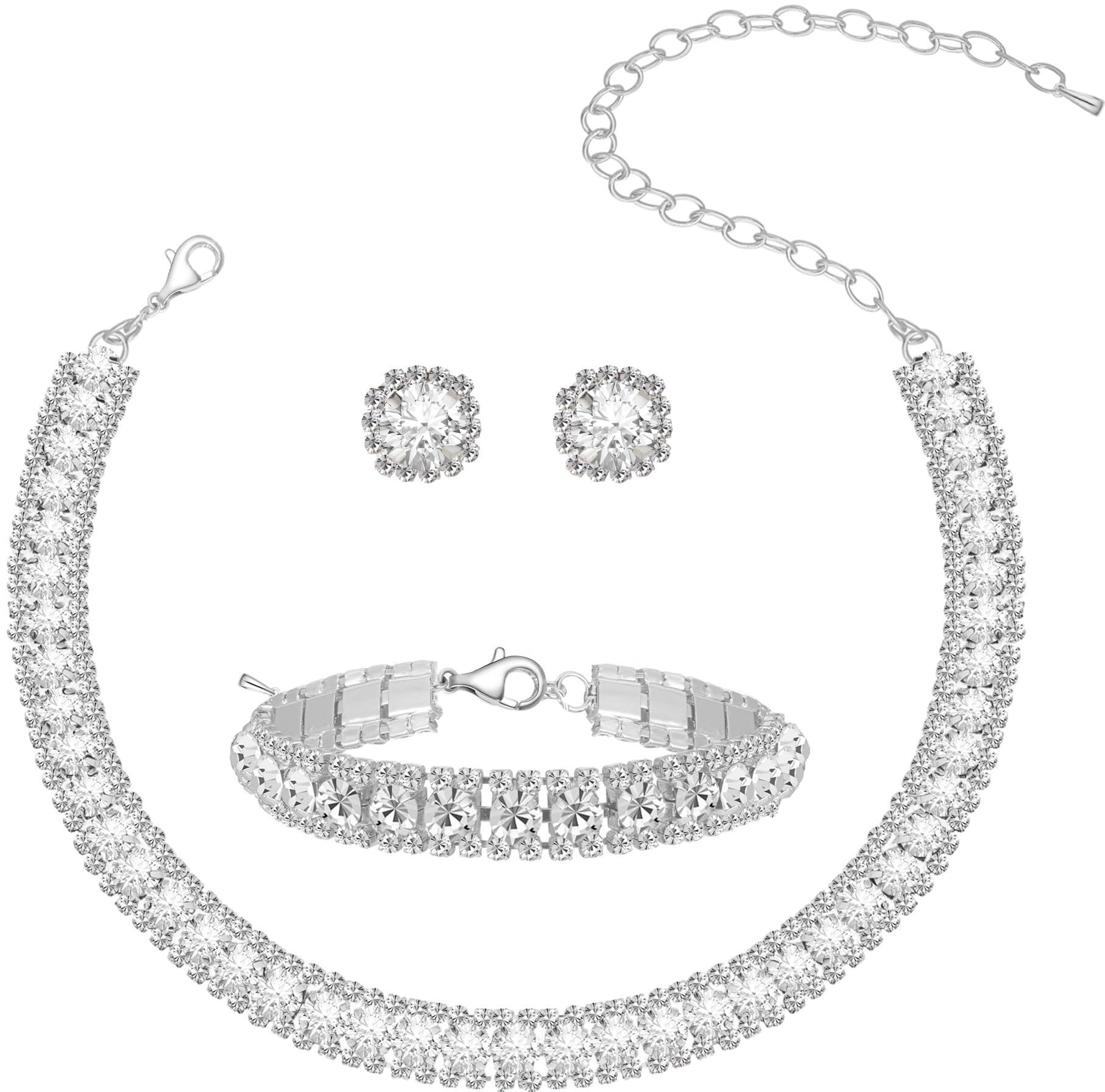 Diamond Encrusted Fashionable Office Lady Light Luxury Necklace Set