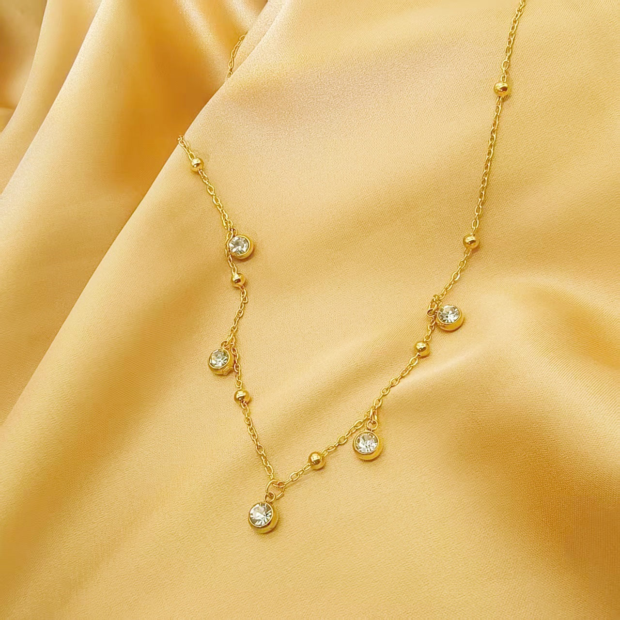 Minimalist White Enamel Pendant Necklace 18K Gold Plated Stainless Steel