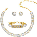 Diamond Encrusted Fashionable Office Lady Light Luxury Necklace Set