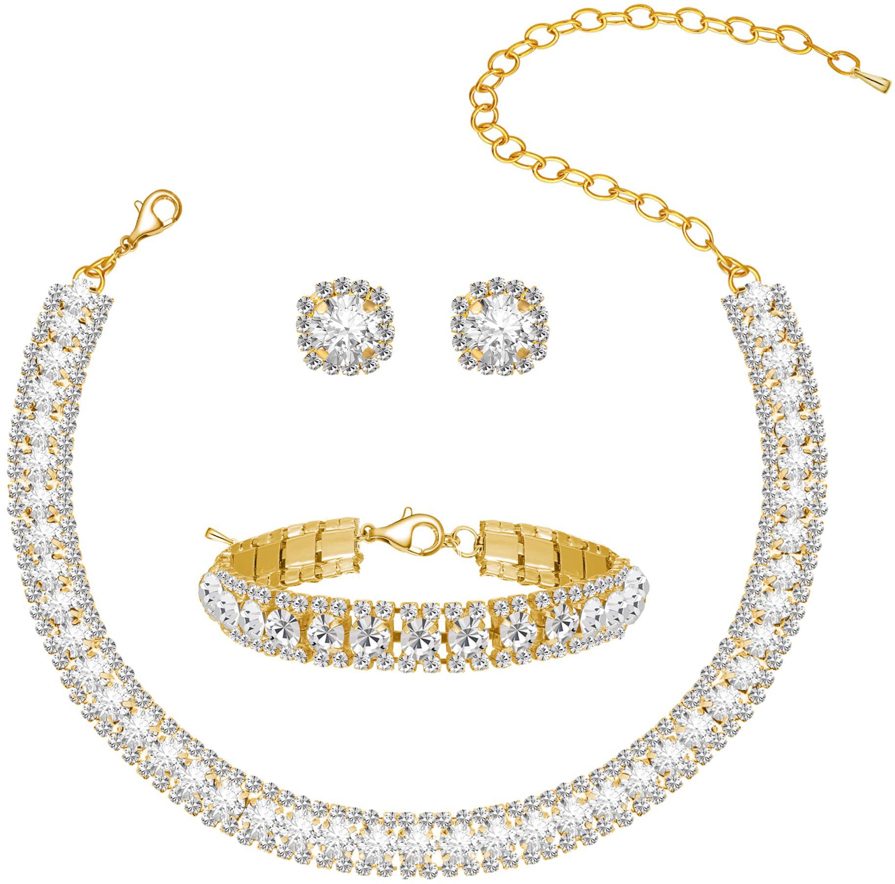 Diamond Encrusted Fashionable Office Lady Light Luxury Necklace Set