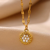 New Copper Zircon Gold-Plated Pendant Necklace
